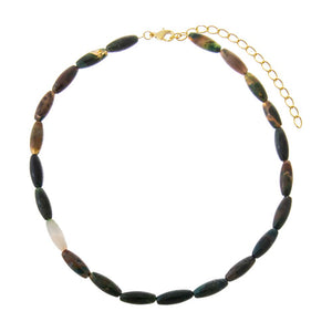 Multi-Color India Agate Oval Rice Beaded Choker Necklace - Adina Eden's Jewels