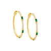 Emerald Green / 35mm Colored CZ Baguette Large Hoop Earring - Adina Eden's Jewels