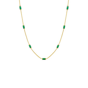 Gold Multi Emerald Green CZ Baguette Necklace - Adina Eden's Jewels