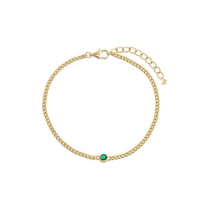 Emerald Green Colored Single Bezel Cuban Bracelet - Adina Eden's Jewels
