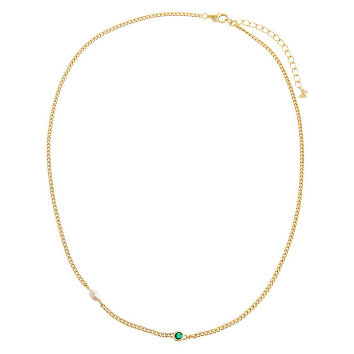  Pearl & Colored CZ Bezel Cuban Necklace - Adina Eden's Jewels