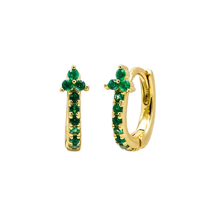 Emerald Green CZ Trio Cluster Huggie Earring - Adina Eden's Jewels