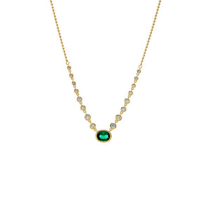Emerald Green Oval Emerald CZ Station Necklace - Adina Eden's Jewels