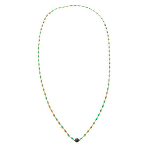 Emerald Green / 36IN Pave Disco Ball Oval Bezel Station Link Chain Necklace - Adina Eden's Jewels