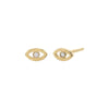14K Gold / Pair Diamond Mini Evil Eye Stud Earring 14K - Adina Eden's Jewels