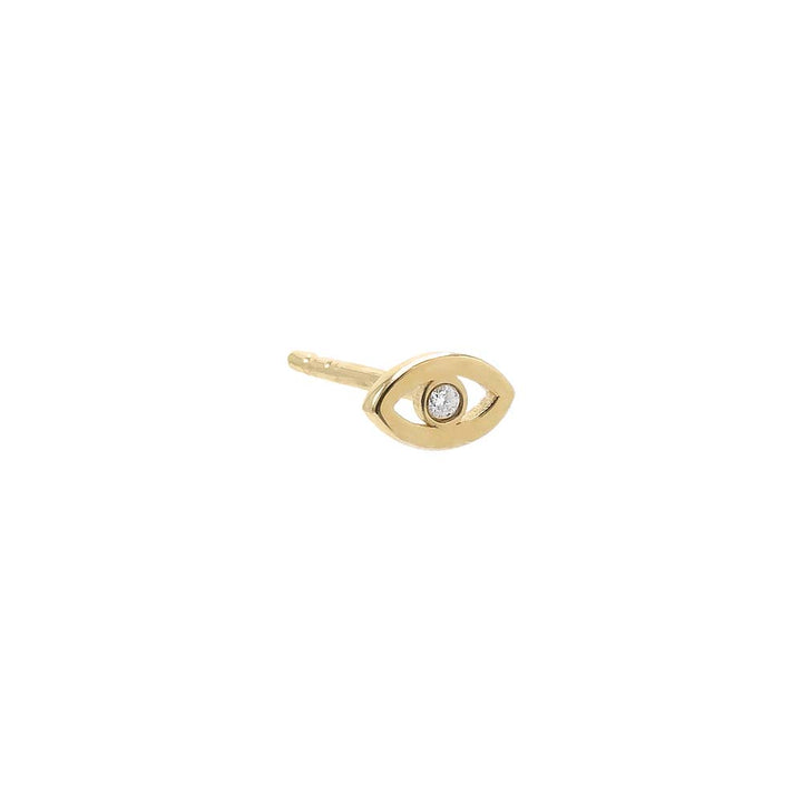 14K Gold / Single Diamond Mini Evil Eye Stud Earring 14K - Adina Eden's Jewels