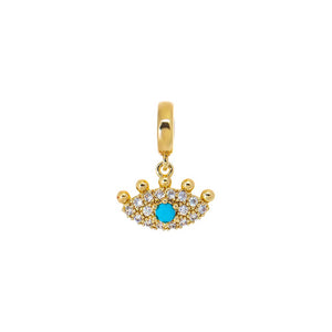 Turquoise Turquoise CZ Evil Eye Charm - Adina Eden's Jewels
