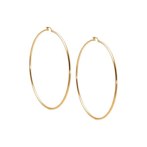 Solid Thin Tube Hoop Earring 14K
