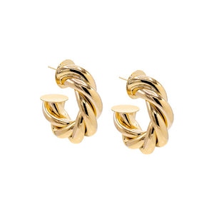 Gold Wide Twisted Rope Hollow Hoop Earring - Adina Eden's Jewels