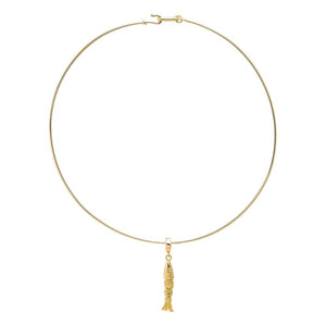 Gold Gold Fish Charm Thin Wire Choker Necklace - Adina Eden's Jewels