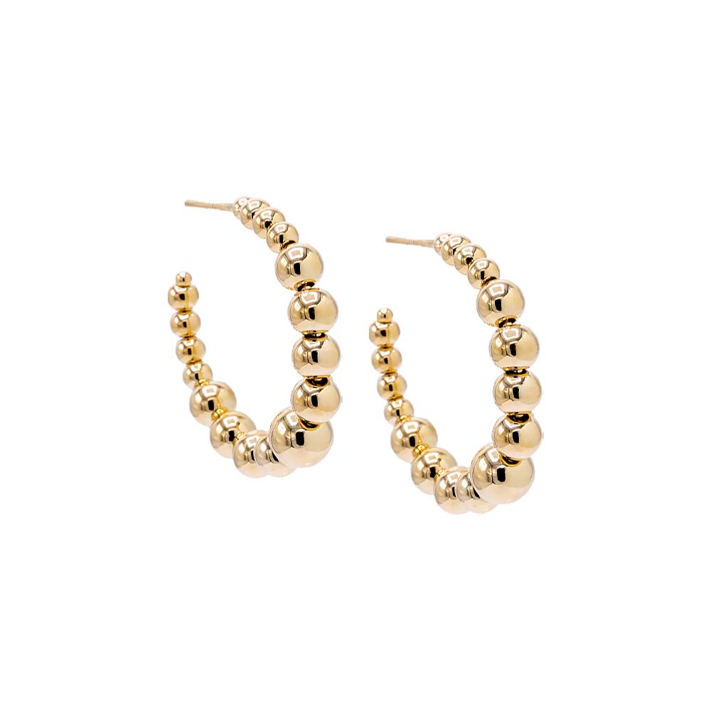 Gold Large Graduated Beaded Open Hoop Earring - Adina Eden's Jewels