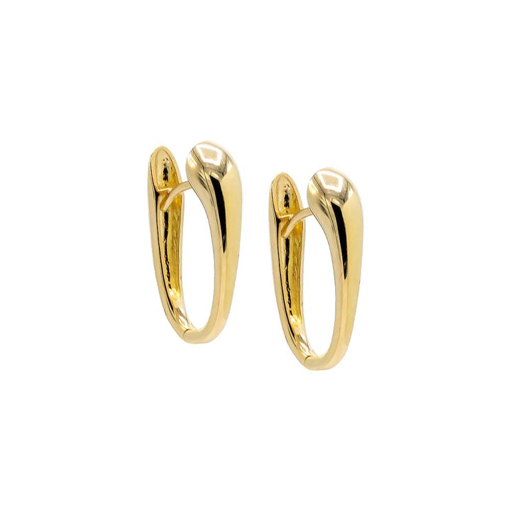 14K Gold Solid Graduated Oval Shape Huggie Earring 14K - Adina Eden's Jewels