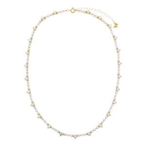 Gold CZ Alternating Round Tennis Necklace - Adina Eden's Jewels