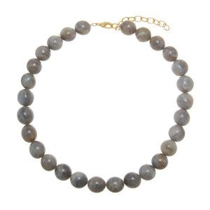 Light Gray / 14MM / 16IN Labradorite Natural Stone Ball Chain Necklace - Adina Eden's Jewels