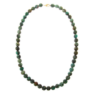 Dark Green African Turqoise Natural Stone Ball Chain Necklace 10MM - Adina Eden's Jewels