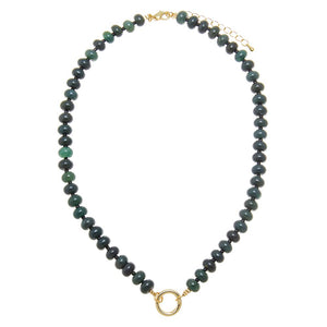 Dark Green / 16IN Dark Forest Moss Green Natural Stone Clicker Necklace - Adina Eden's Jewels