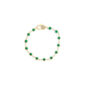 Emerald Green Station Pave Lobster Clasp Link Chian Bracelet