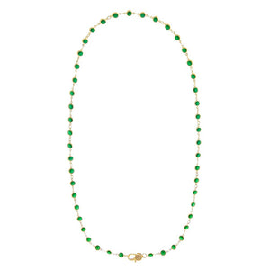 Emerald Green Station Pave Lobster Clasp Link Chain Necklace