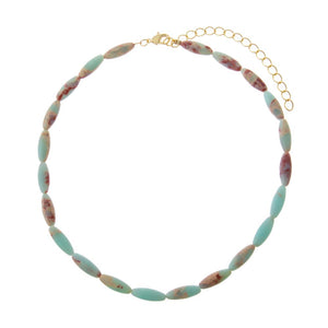 Multi-Color Agalmatolite Oval Rice Beaded Choker Necklace - Adina Eden's Jewels