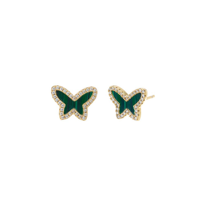 Malachite Pave Colored Stone Butterfly Stud Earring - Adina Eden's Jewels
