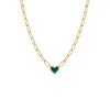 Malachite Pave Colored Stone Heart Paperclip Necklace - Adina Eden's Jewels
