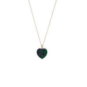 Emerald Green / 20MM Colored Natrual Stone Heart Pendant Necklace - Adina Eden's Jewels