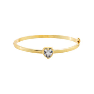 Gold Colored Heart Shape Bezel Bangle - Adina Eden's Jewels