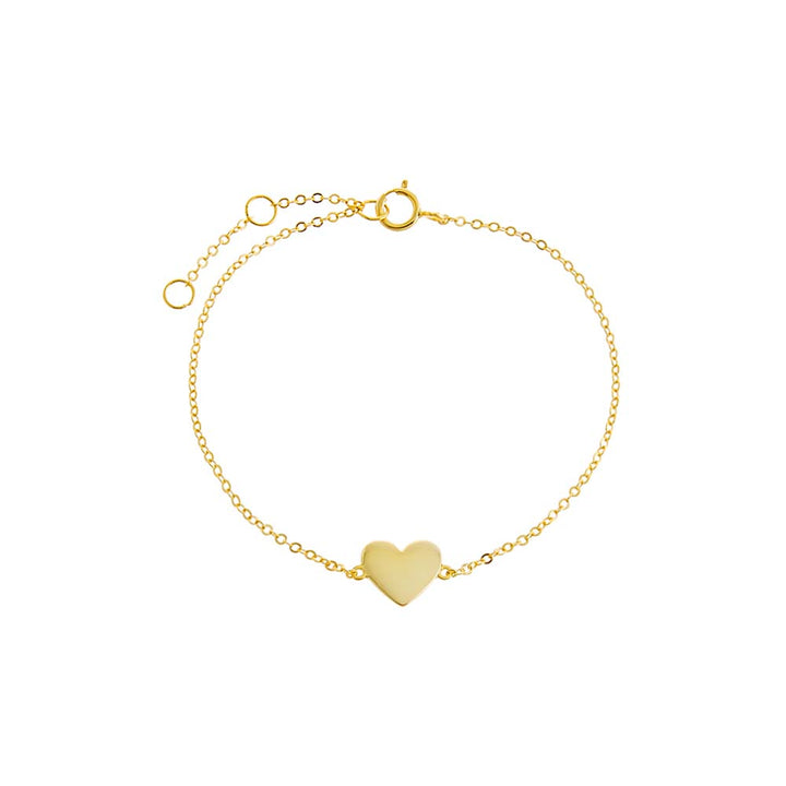 Gold Solid Heart Bracelet - Adina Eden's Jewels
