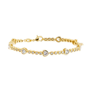 Gold CZ Multi Bezel Hearts Tennis Bracelet - Adina Eden's Jewels