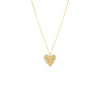 Gold CZ Rimmed Ridged Heart Pendant Necklace - Adina Eden's Jewels