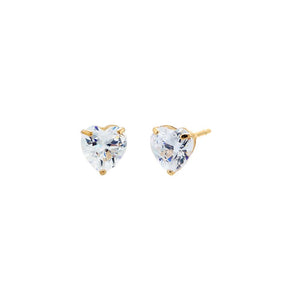 14K Gold / Pair CZ Heart Stud Earring 14K - Adina Eden's Jewels