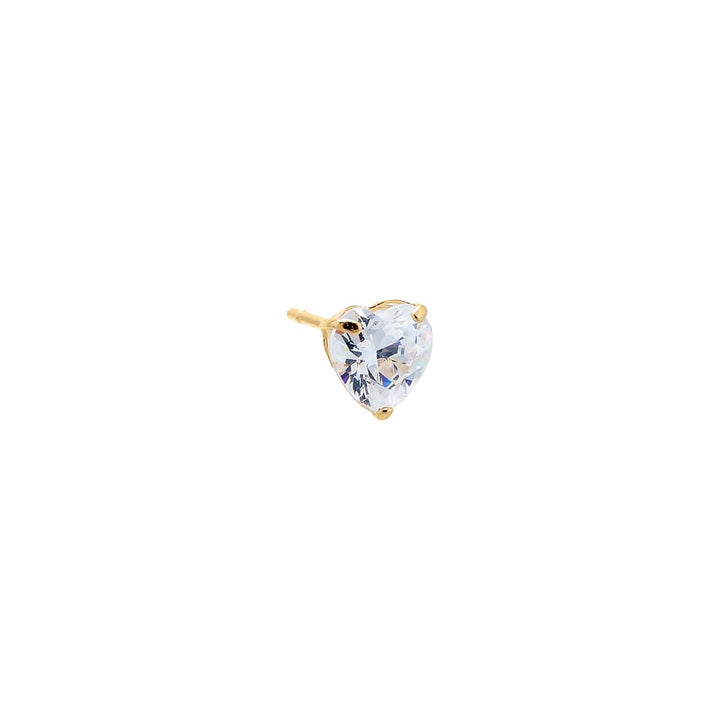 14K Gold / Single CZ Heart Stud Earring 14K - Adina Eden's Jewels