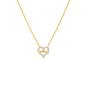 Gold Mom Cutout Heart Pendant Necklace - Adina Eden's Jewels