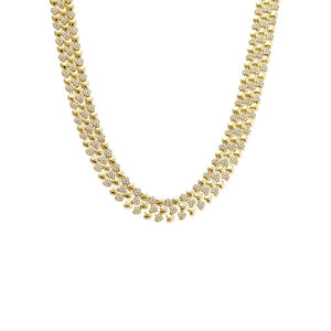 Gold Wide Pave/Solid Hearts Chain Choker Necklace - Adina Eden's Jewels
