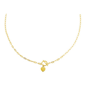 Gold Solid Heart Toggle Necklace - Adina Eden's Jewels
