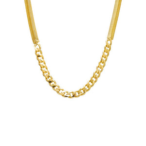 Gold Chunky Vintage Snake X Cuban Chain Necklace - Adina Eden's Jewels