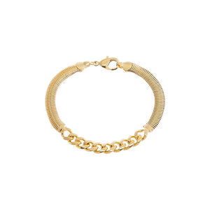 Gold Chunky Vintage Snake X Cuban Chain Bracelet - Adina Eden's Jewels