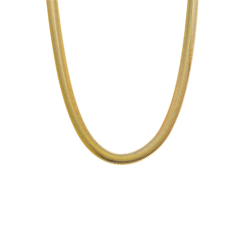Gold Wide Snake Chain Necklace - Adina Eden's Jewels