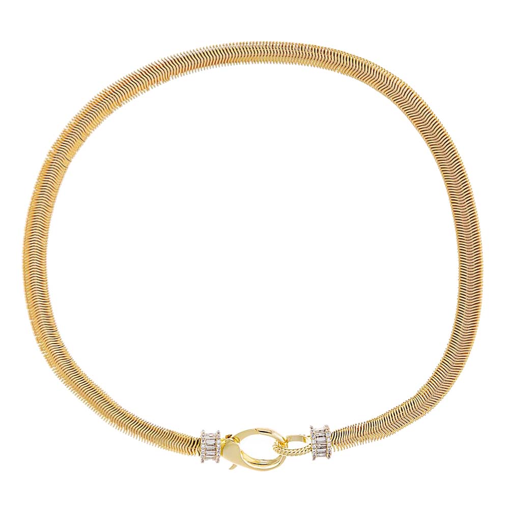 Gold CZ X Baguette Chunky Snake Clasp Choker - Adina Eden's Jewels