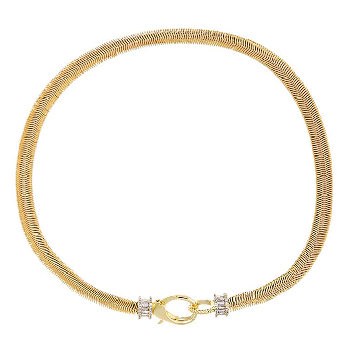 Gold CZ X Baguette Chunky Snake Clasp Choker - Adina Eden's Jewels