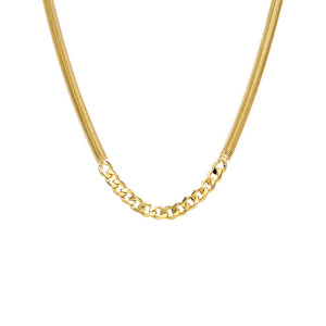 Gold Chunky Vintage Snake X Cuban Chain Necklace - Adina Eden's Jewels