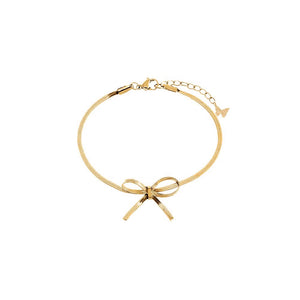 Gold Mini Bow Herringbone Bracelet - Adina Eden's Jewels
