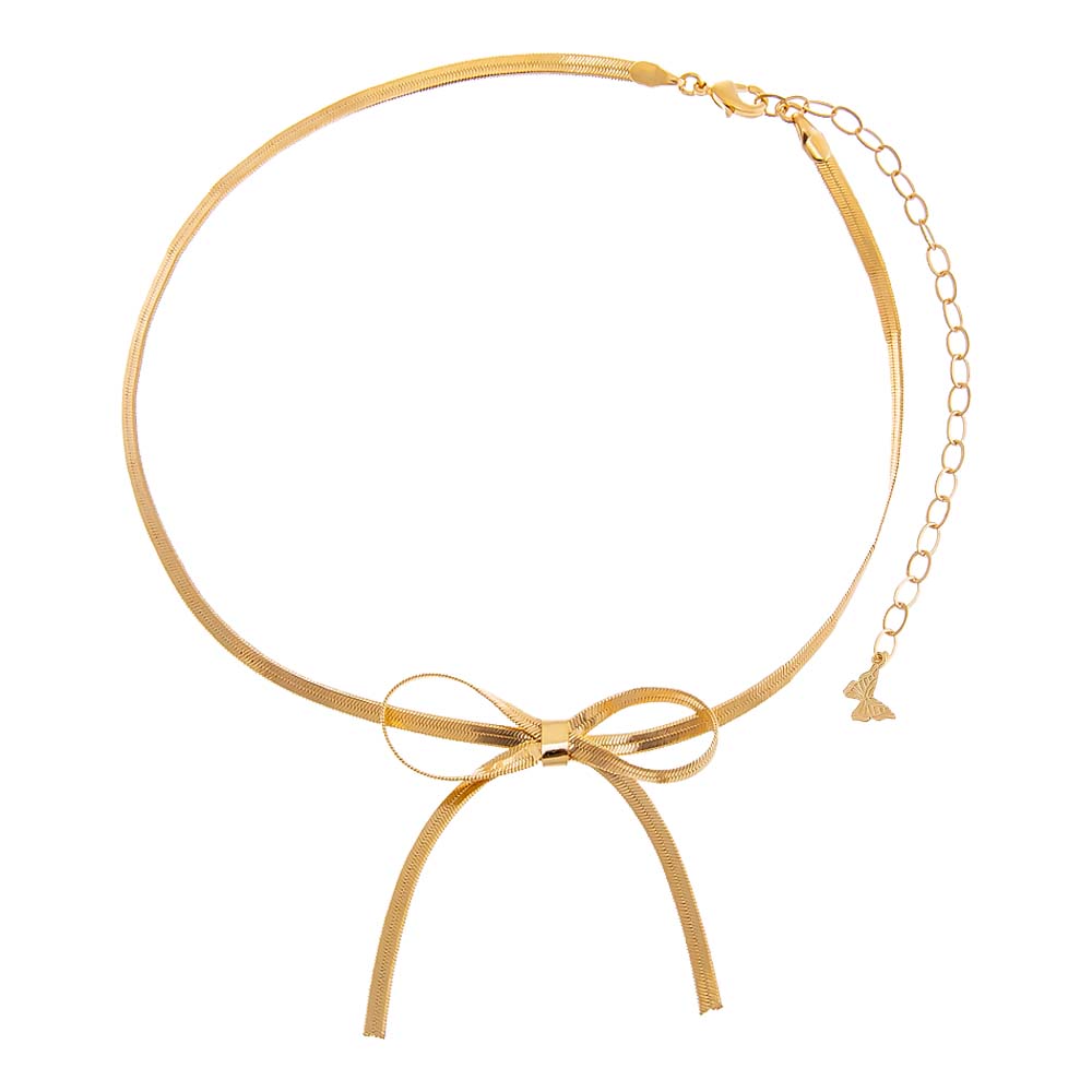 Herringbone Bow Tie Choker Necklace - Adina Eden's Jewels
