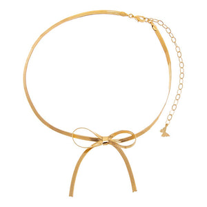  Herringbone Bow Tie Choker Necklace - Adina Eden's Jewels
