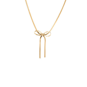 Gold Herringbone Bow Tie Necklace - Adina Eden's Jewels
