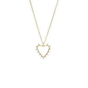  CZ Rimmed & Pave Open Heart Pendant Necklace - Adina Eden's Jewels