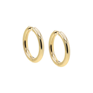 14K Gold Solid Hollow Rounded Hoop Earring 14K - Adina Eden's Jewels