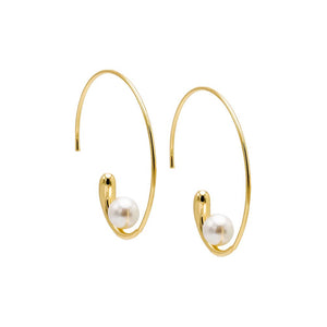 Gold Looped Pearl Drop Earring - Adina Eden's Jewels