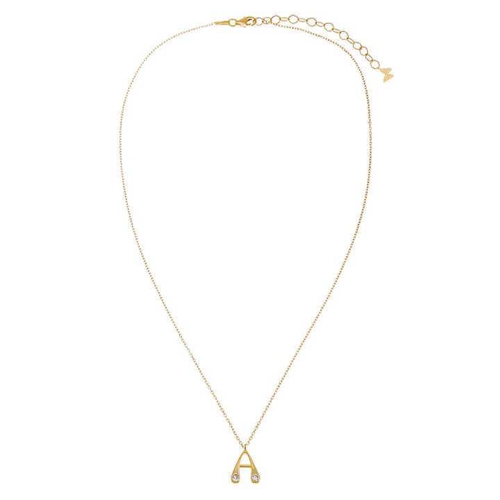  Double CZ Puffy Initial Necklace - Adina Eden's Jewels