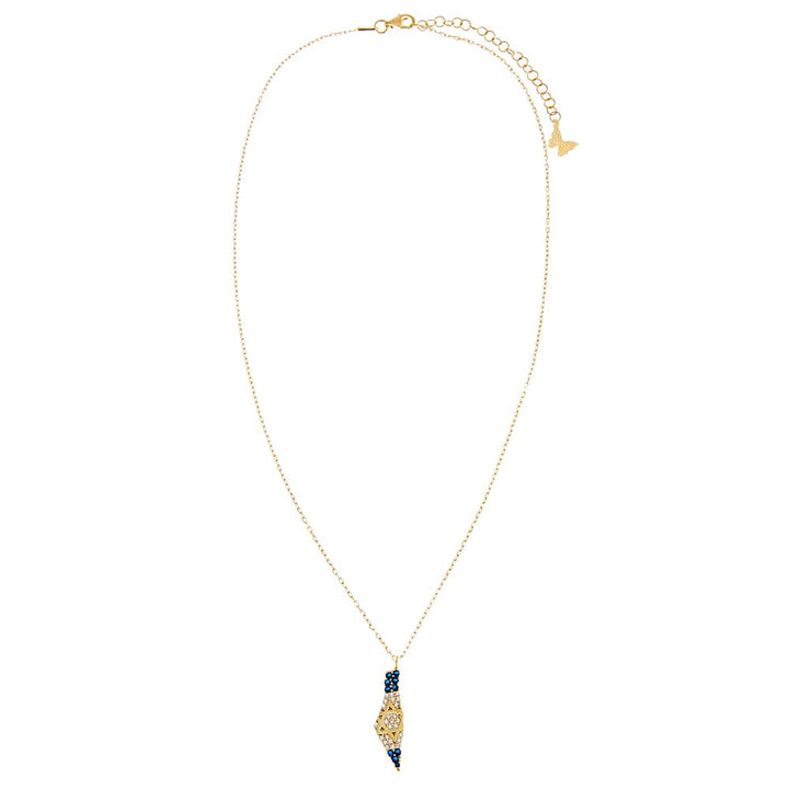  Pave CZ X Sapphire Blue Map Of Israel Necklace - Adina Eden's Jewels